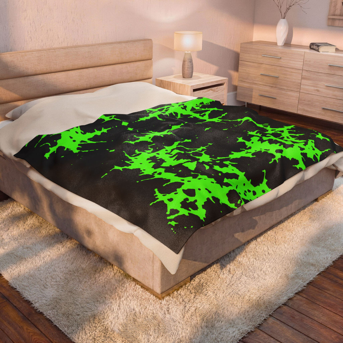 Green Spiderweb Pumpkin Blanket