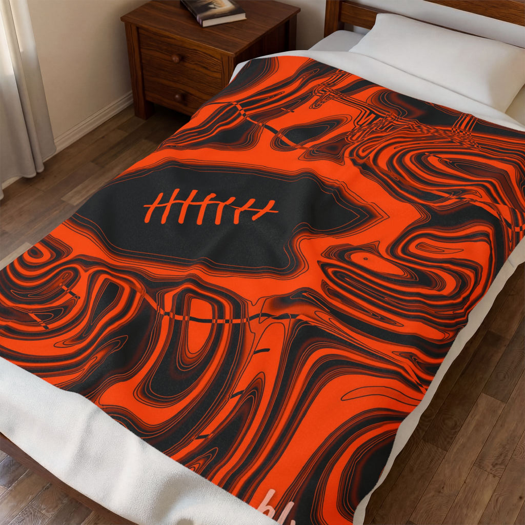 Orange & Black Trippy Football Blanket