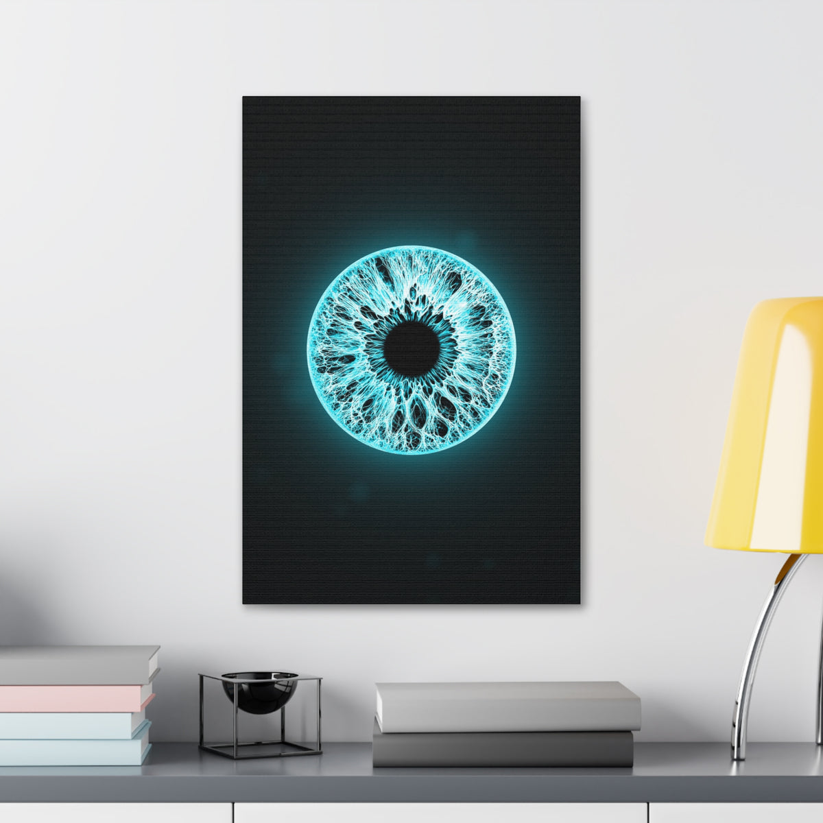BLXNTT Iris – Lace Web Electric Cyan Glossy Canvas