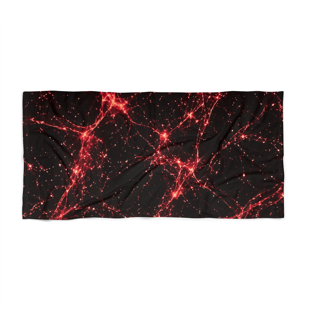 Neon Mycelium - Blood Moon Beach Towel