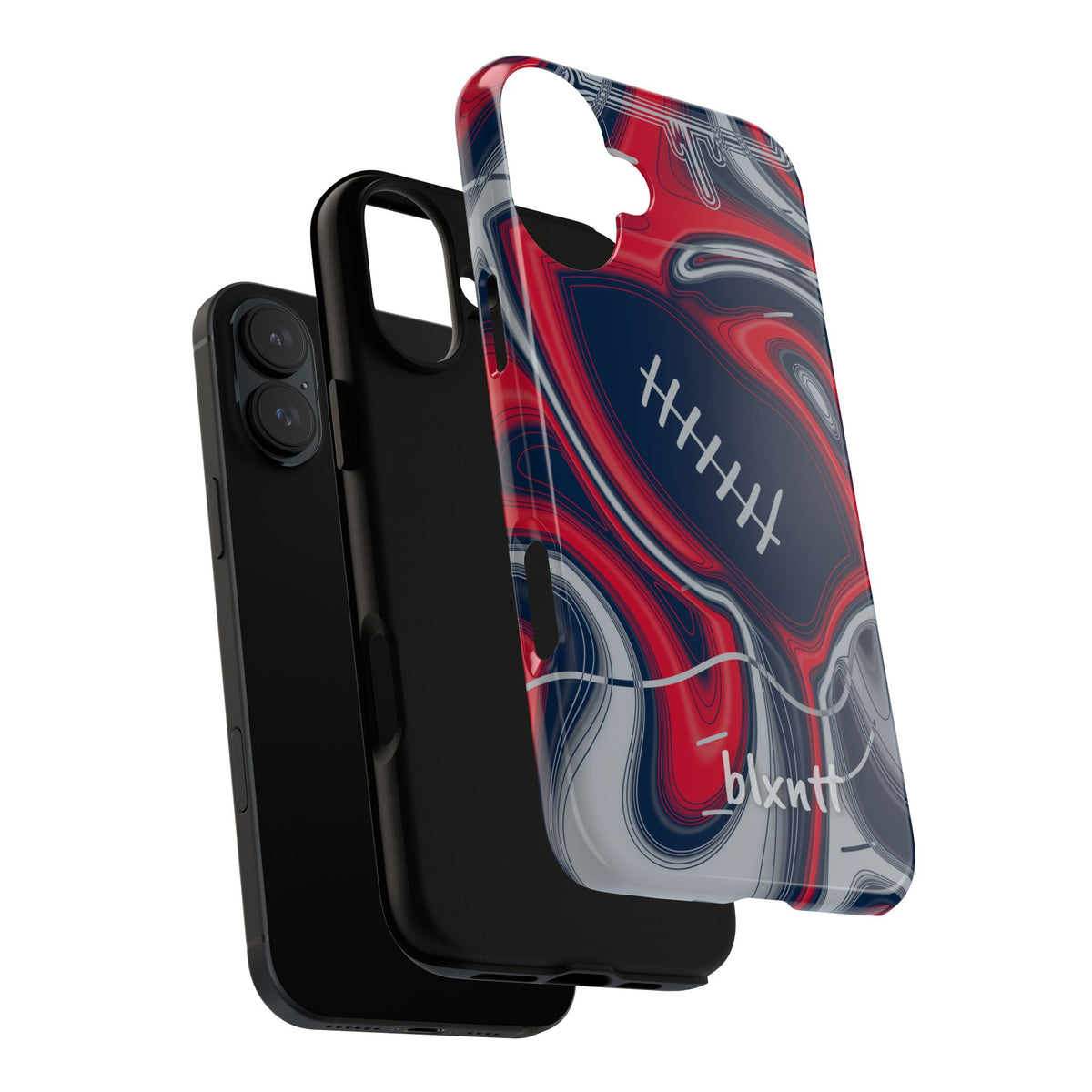 Navy, Red & Silver Trippy Football Phone Case