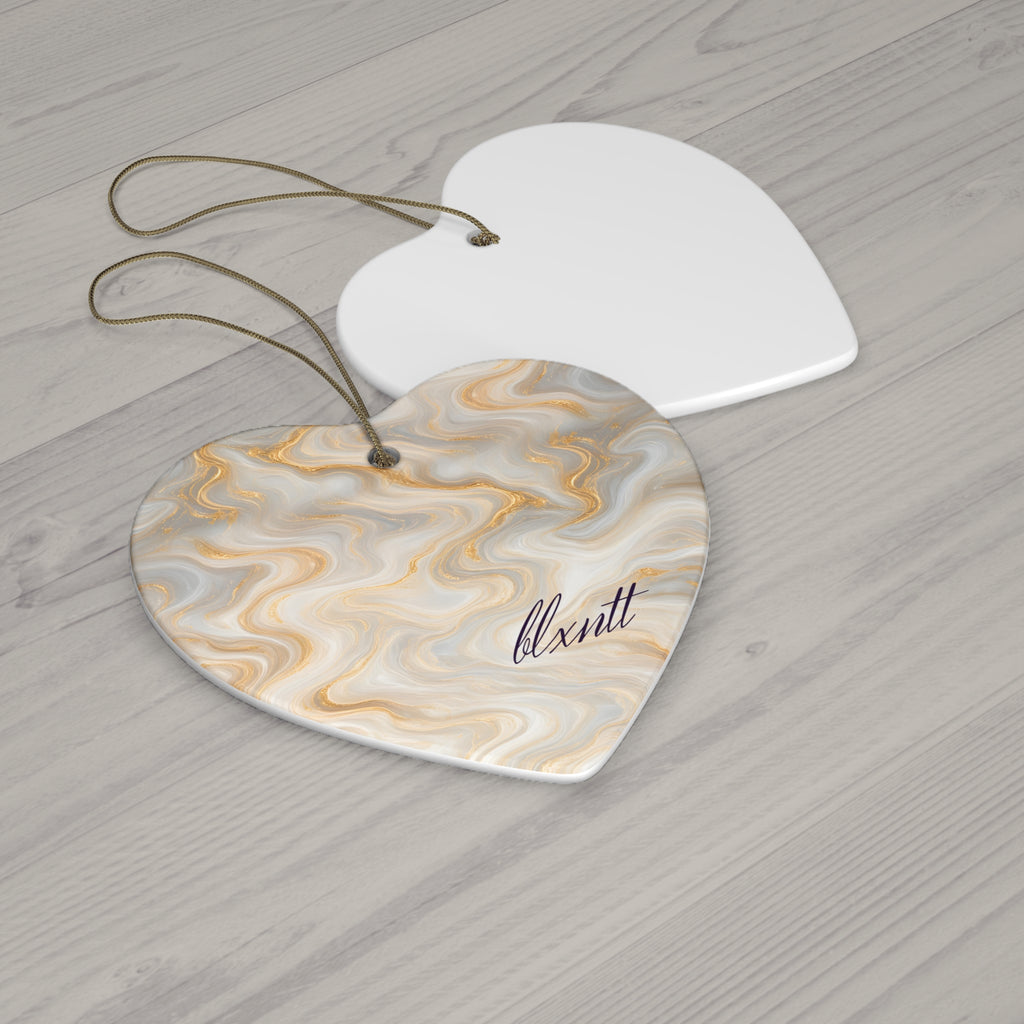 White & Gold Marble Ornament