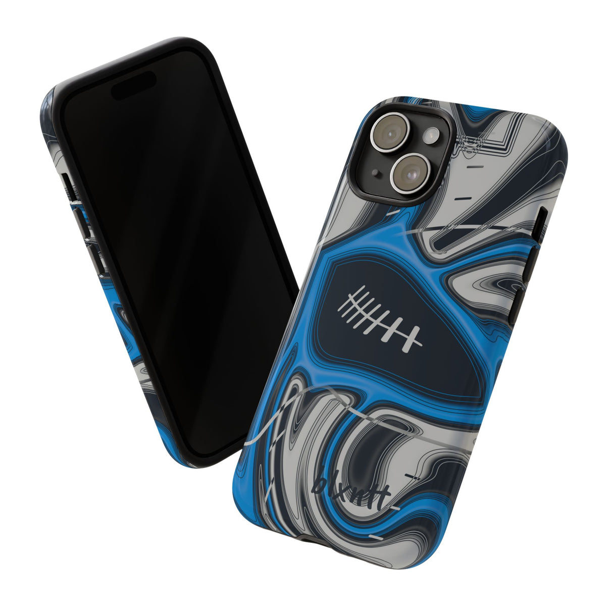 Sky Blue, Black & Silver Trippy Football Phone Case