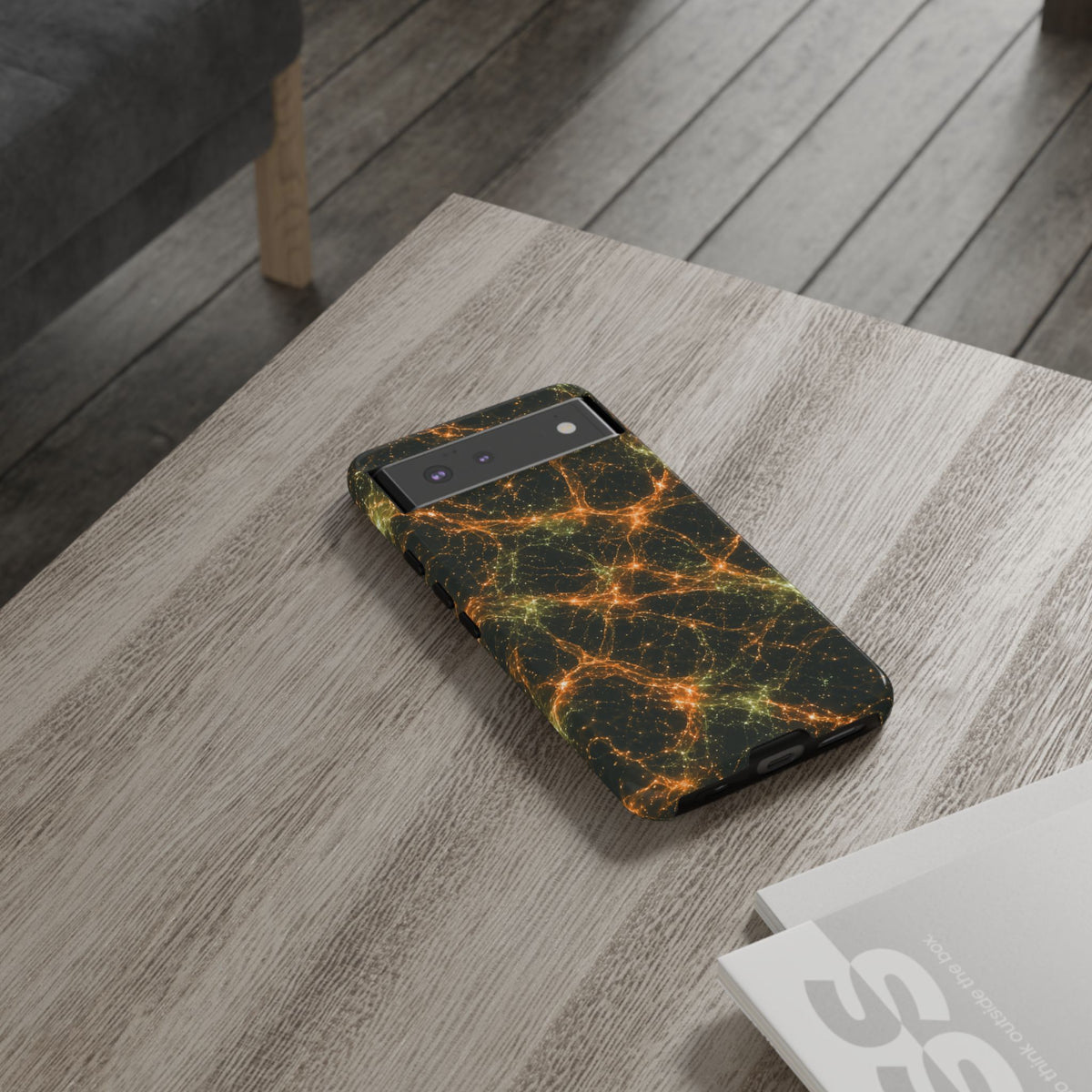 Neon Mycelium - Electric Tangerine Teal Phone Case