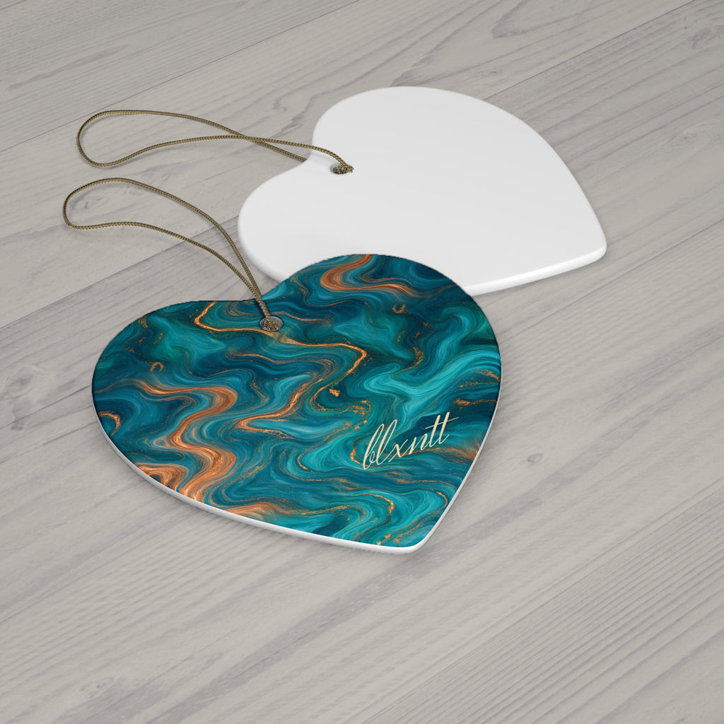 Turquoise & Copper Marble Ornament