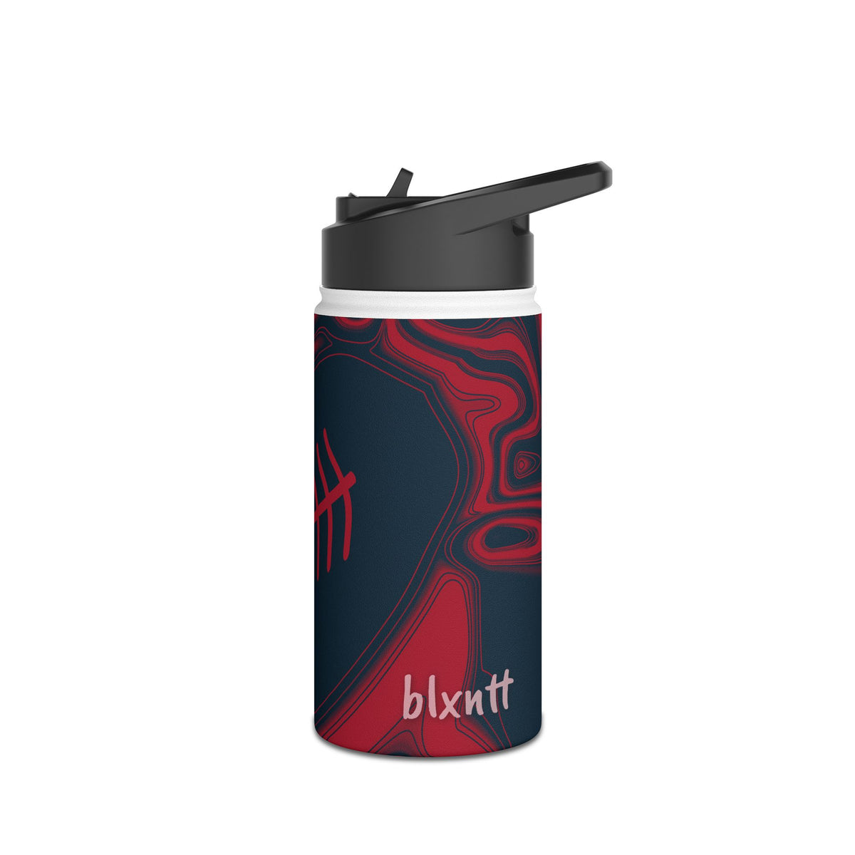 Midnight Navy & Red Trippy Football Water Bottle