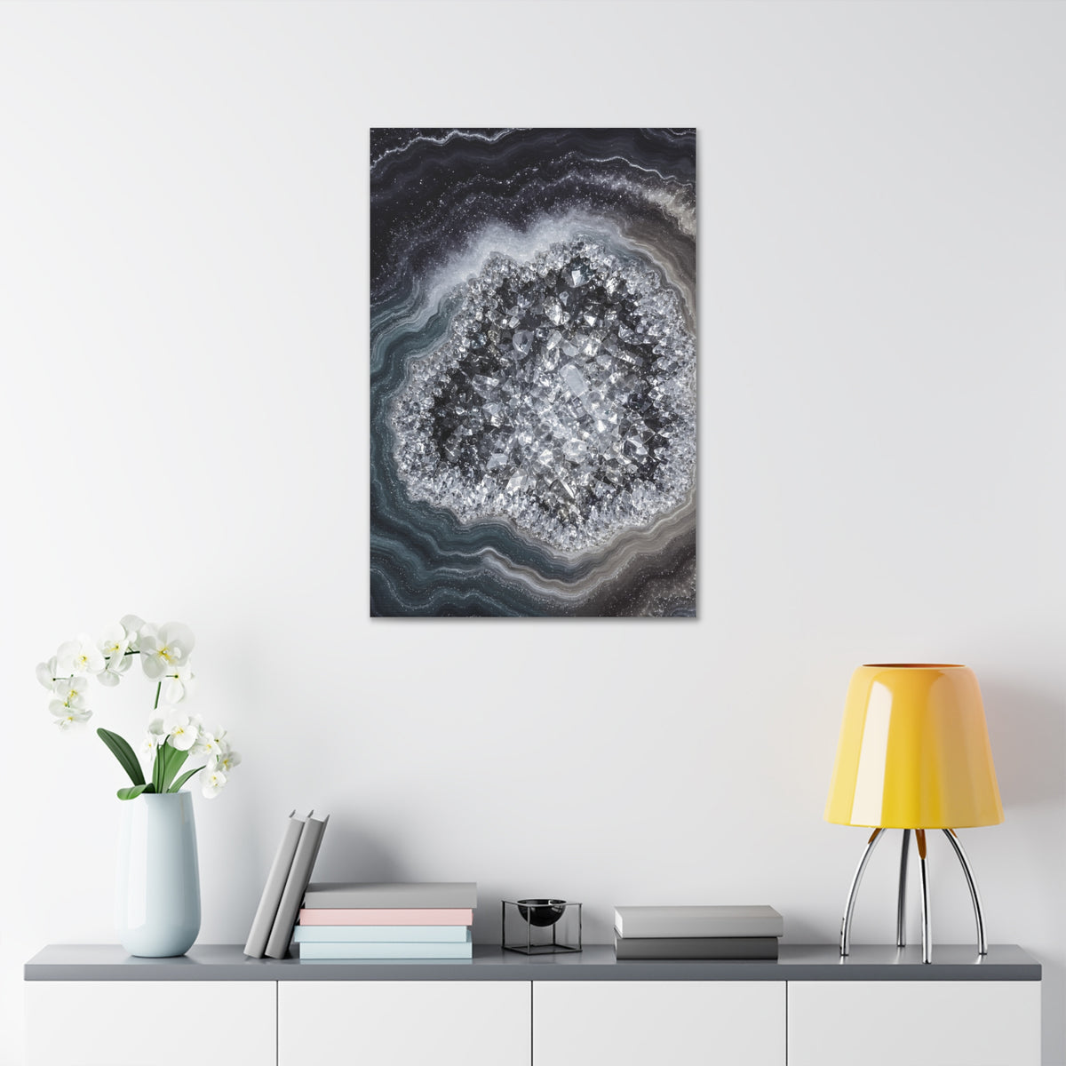 Geode Core - Silver Smoke Glossy Canvas