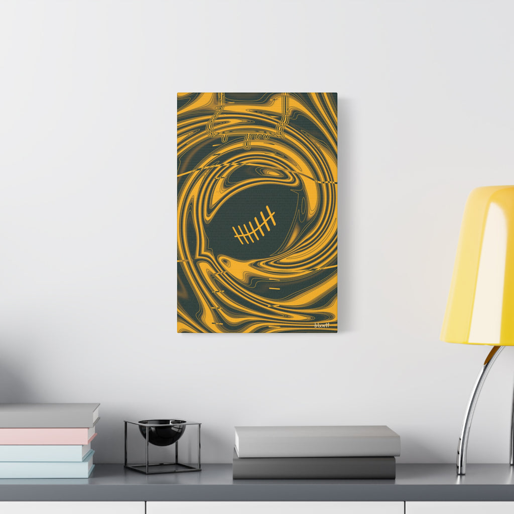 Green & Gold Trippy Football Canvas