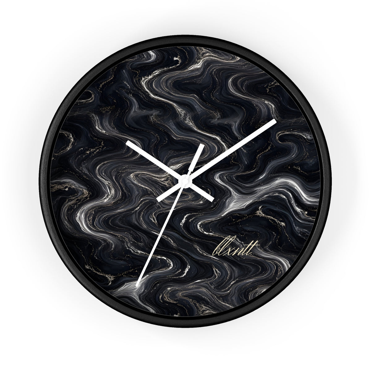 Black & Silver Marble Wall Clock