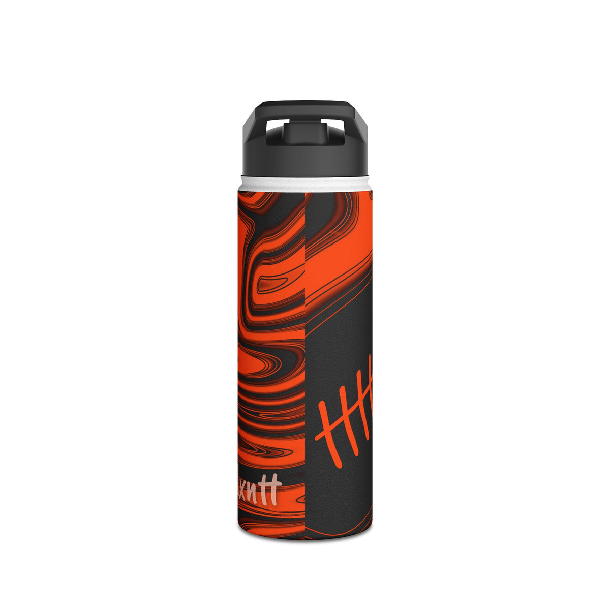 Orange & Black Trippy Football Water Bottle