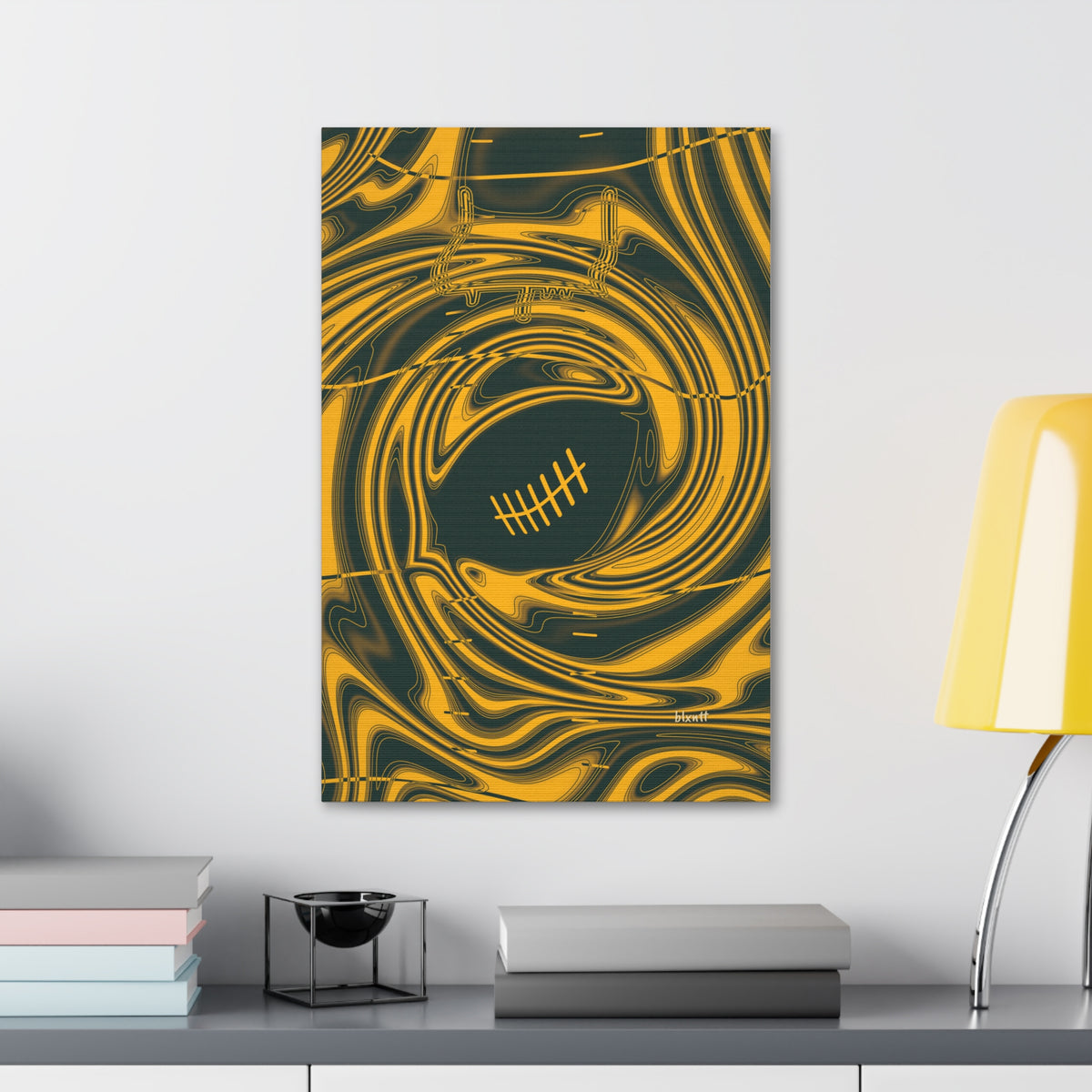Green & Gold Trippy Football Glossy Canvas