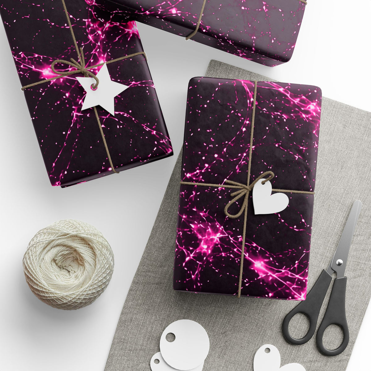 Neon Mycelium - Hot Pink Pulse Wrapping Paper