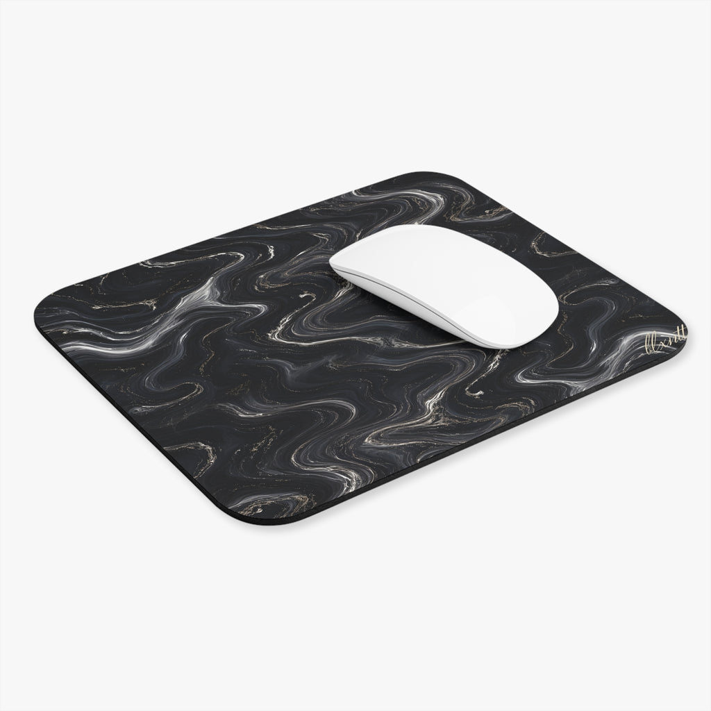 Black & Silver Marble Mouse Pad