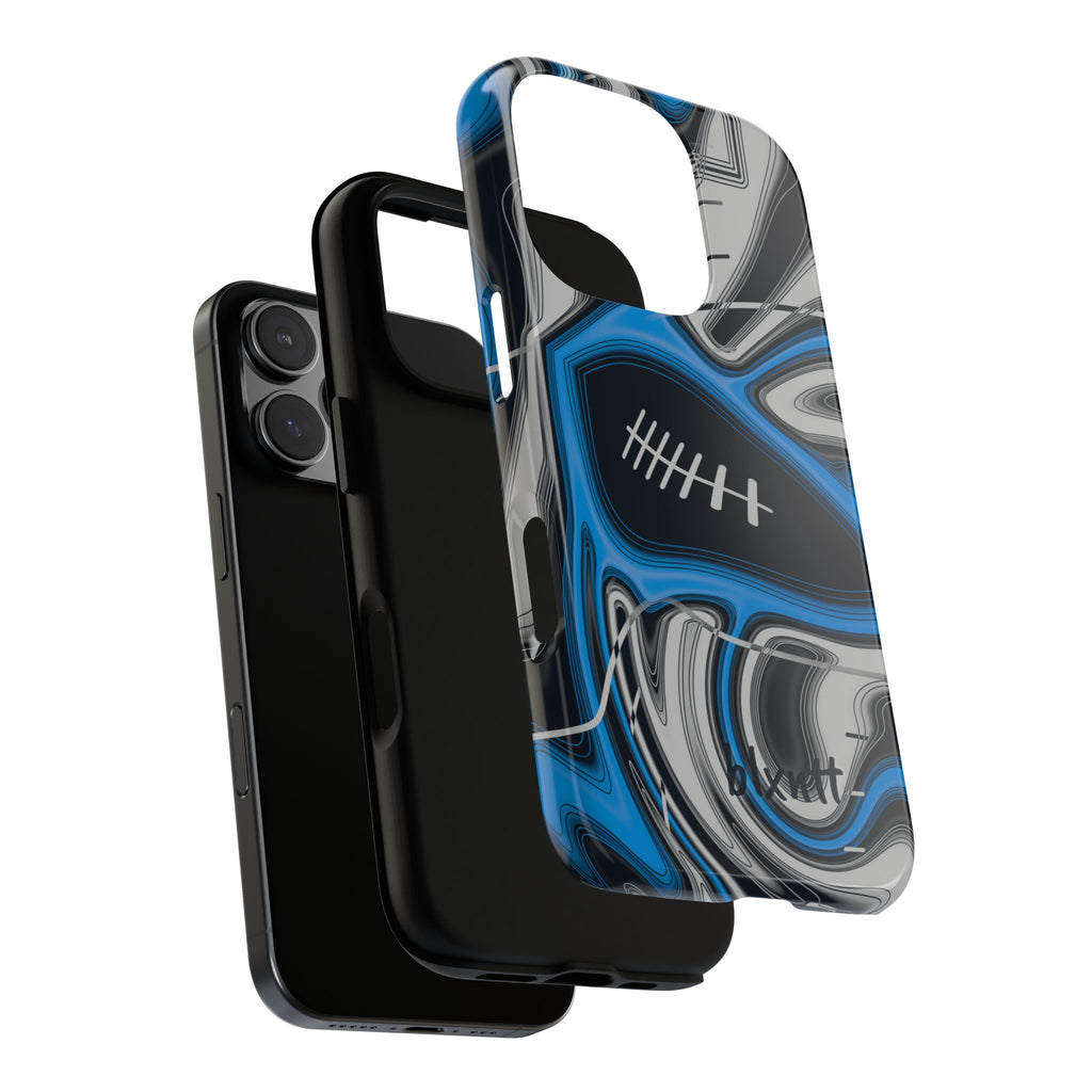 Sky Blue, Black & Silver Trippy Football Phone Case