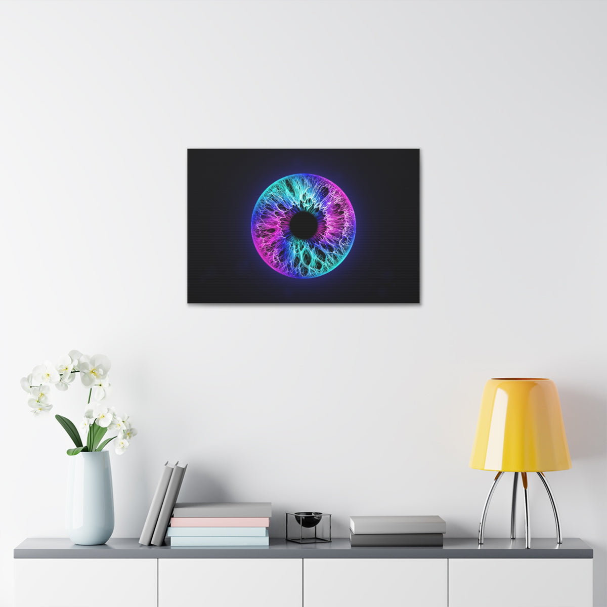 BLXNTT Iris – Lace Web Galaxy Teal Magenta Glossy Canvas