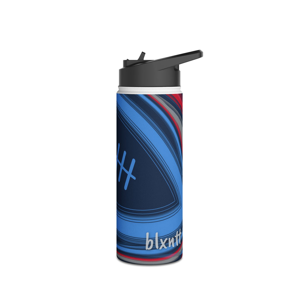 Navy, Light Blue & Red Trippy Football Water Bottle
