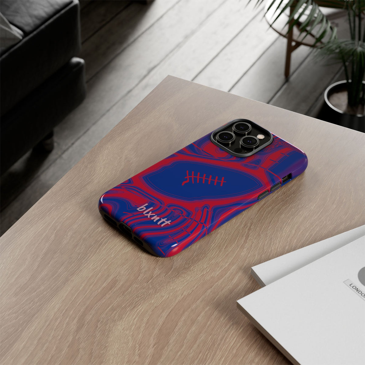 Royal Blue & Red Trippy Football Phone Case