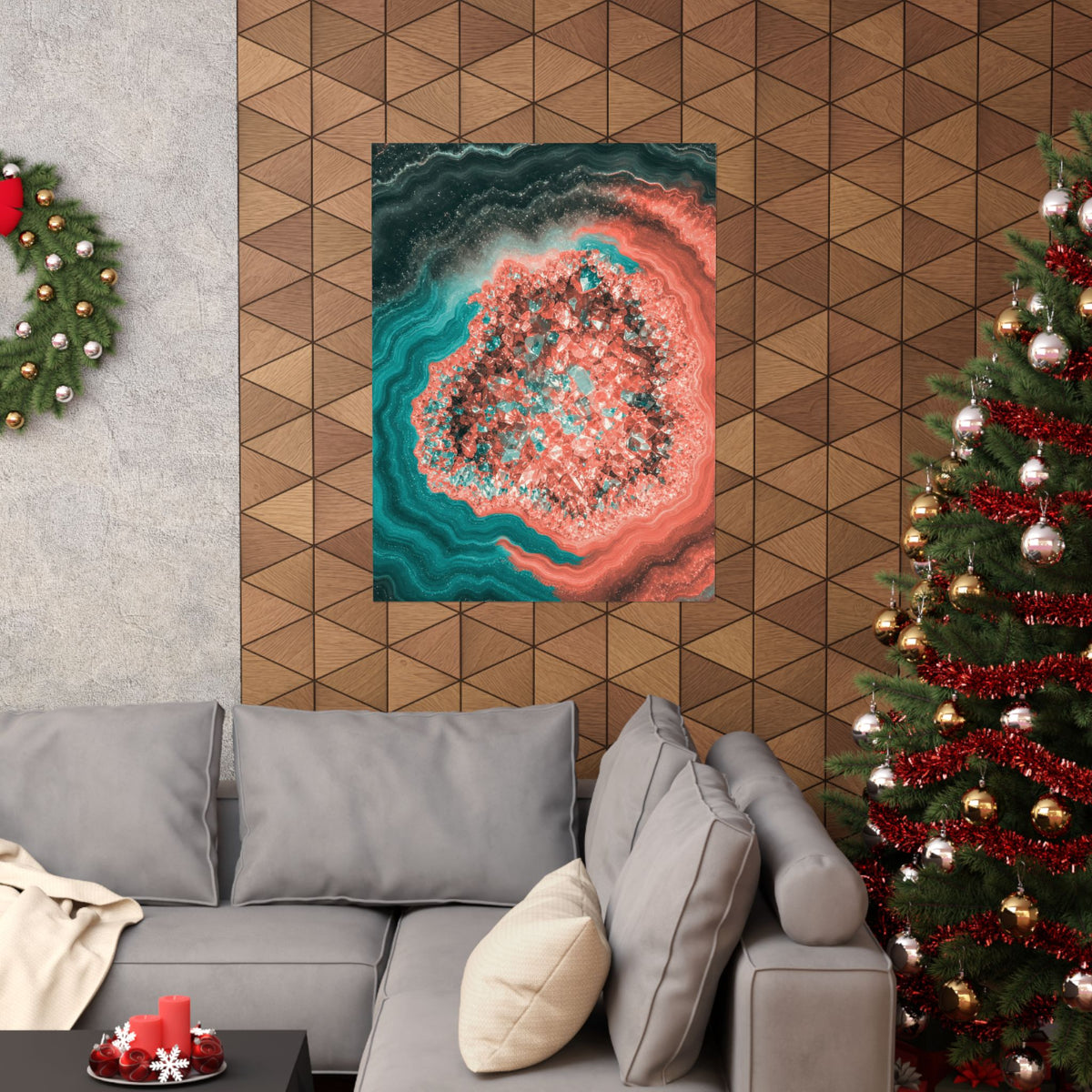 Geode Core - Coral Teal Poster