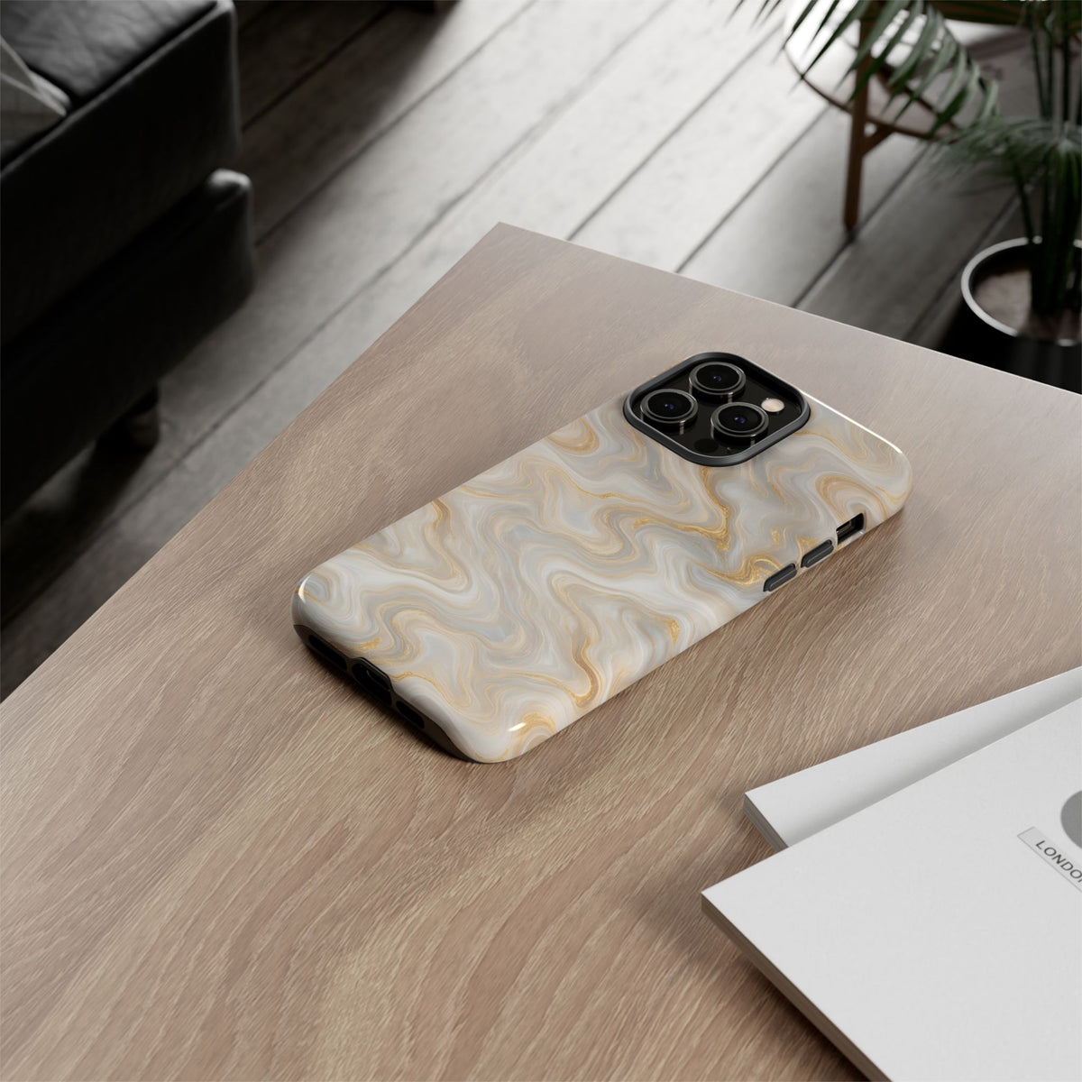 White & Gold Marble Phone Case
