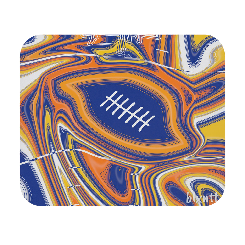Royal Blue & Yellow Trippy Football Mouse Pad
