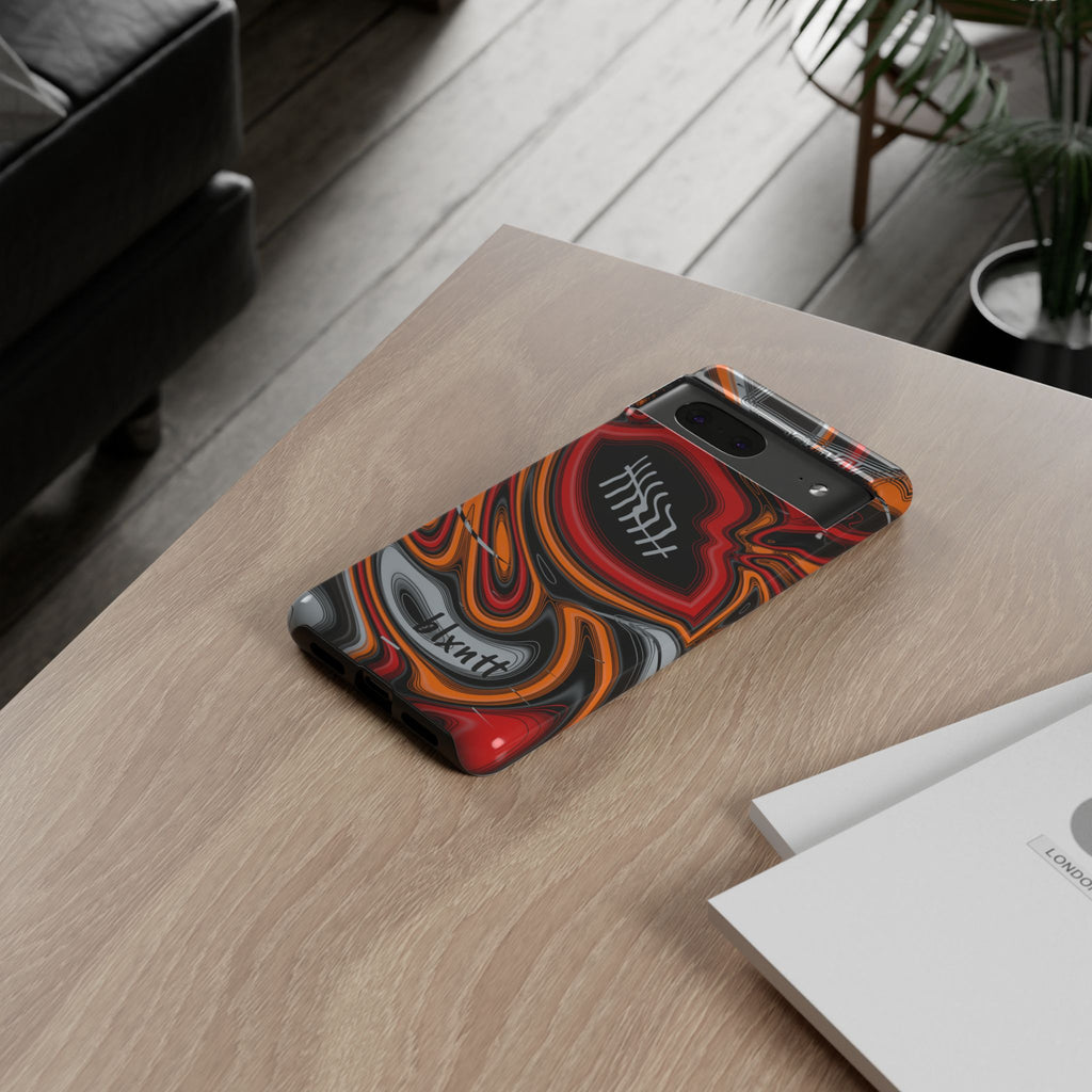 Red, Orange & Pewter Trippy Football Phone Case