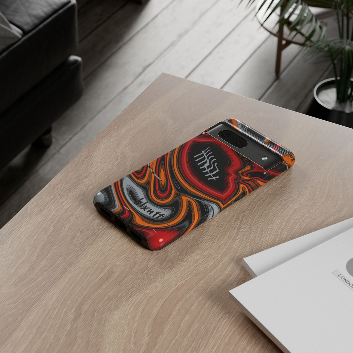Red, Orange & Pewter Trippy Football Phone Case
