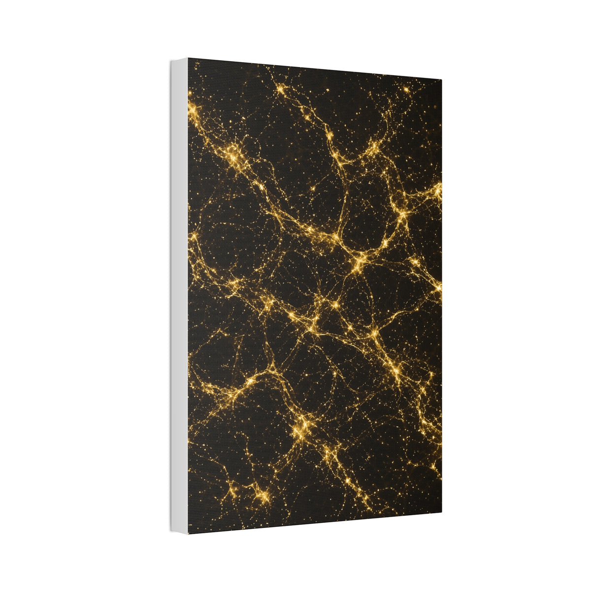 Neon Mycelium - Gold Filigree Glossy Canvas