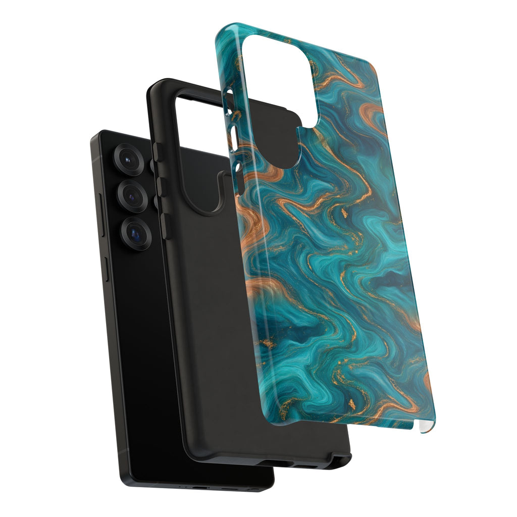 Turquoise & Copper Marble Phone Case