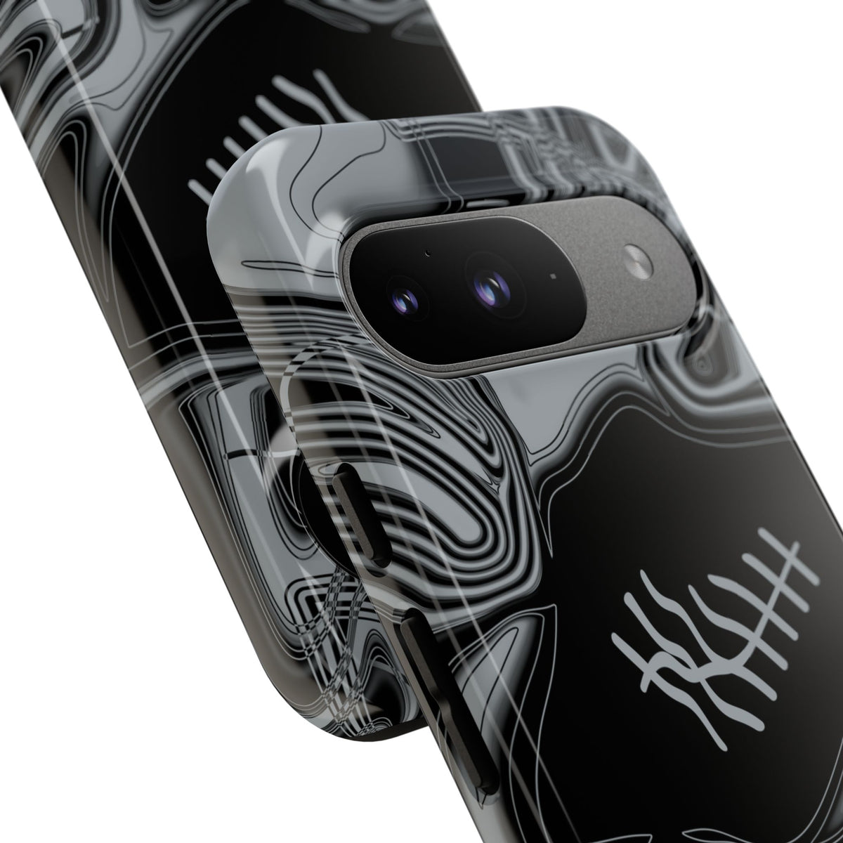 Black & Silver Trippy Football Phone Case