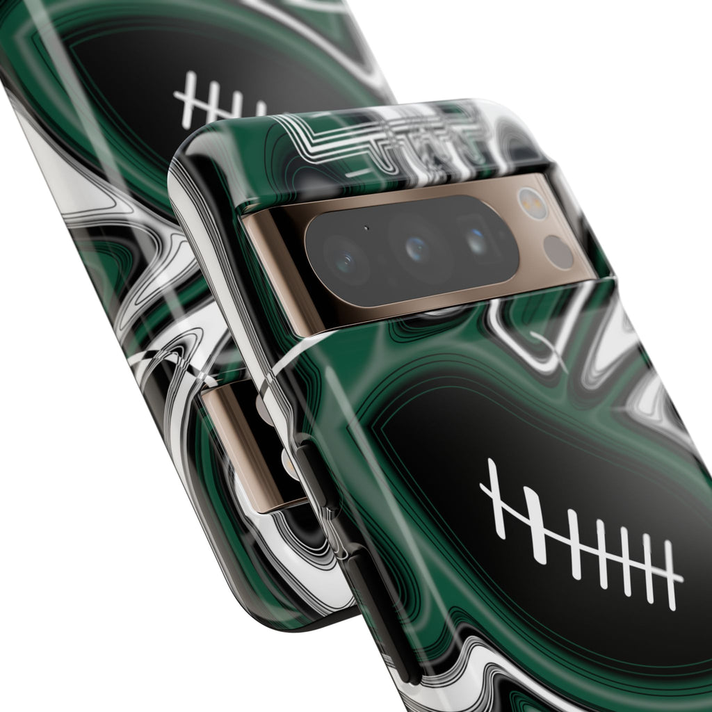 Hunter Green & White Trippy Football Phone Case