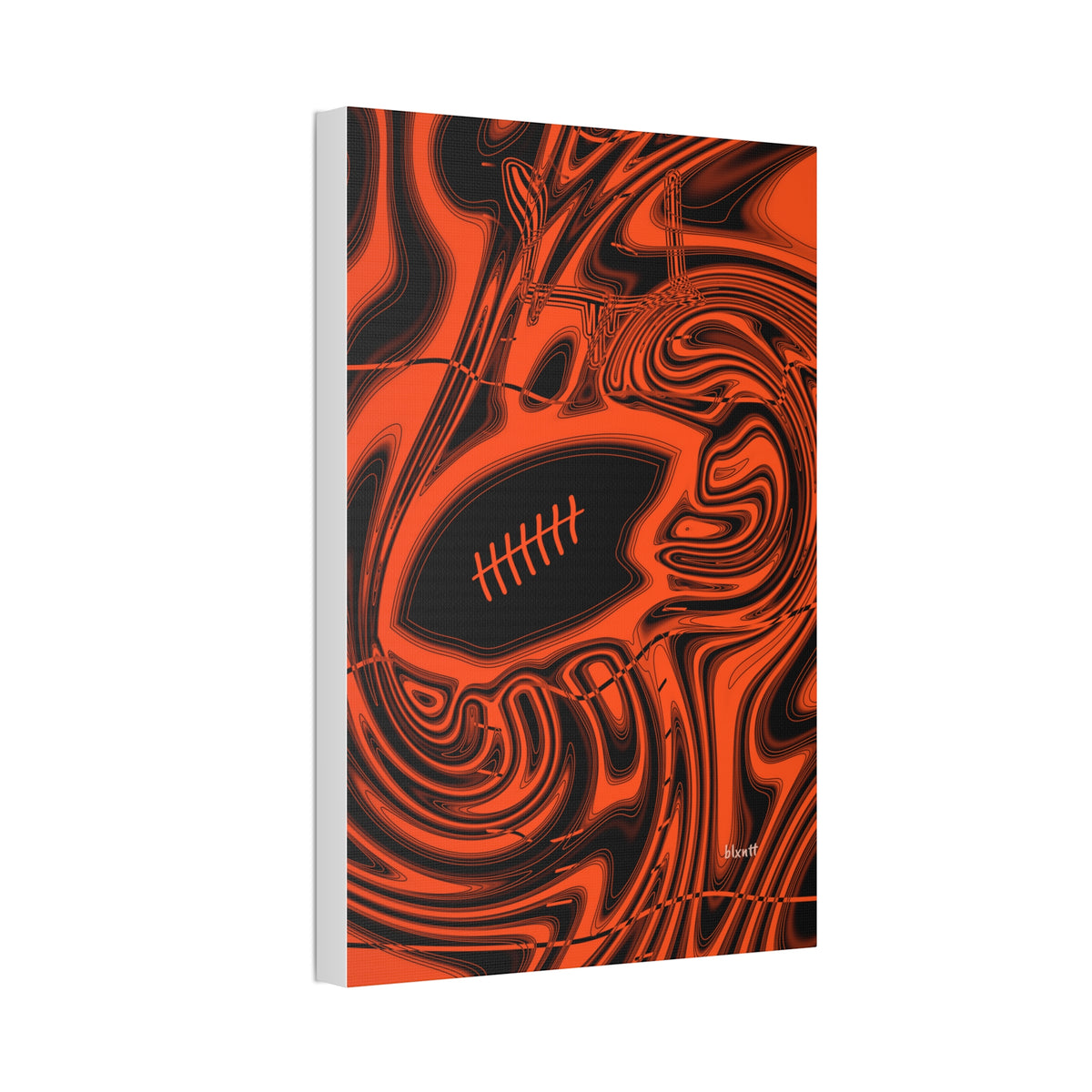 Orange & Black Trippy Football Glossy Canvas