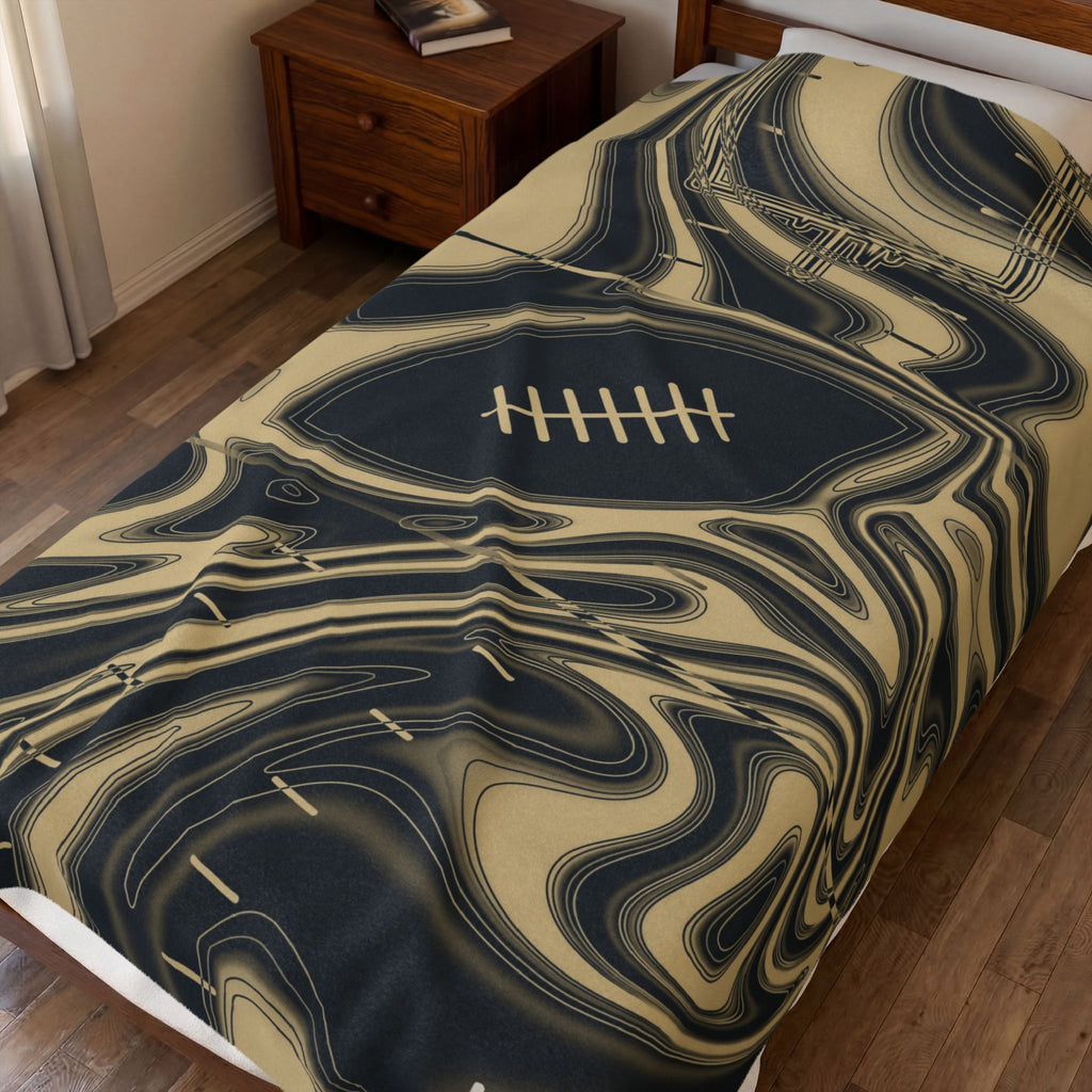 Old Gold & Black Trippy Football Blanket