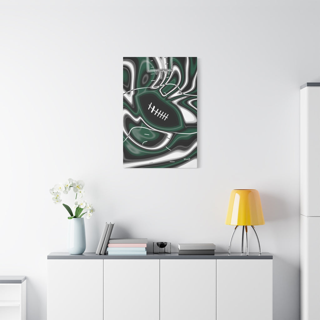 Hunter Green & White Trippy Football Canvas