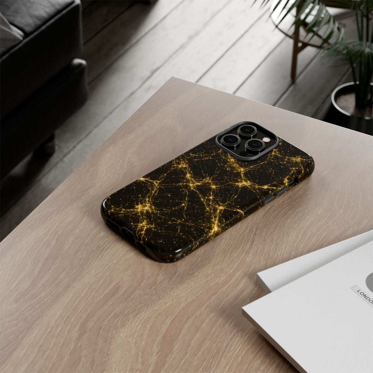 Neon Mycelium - Gold Filigree Phone Case