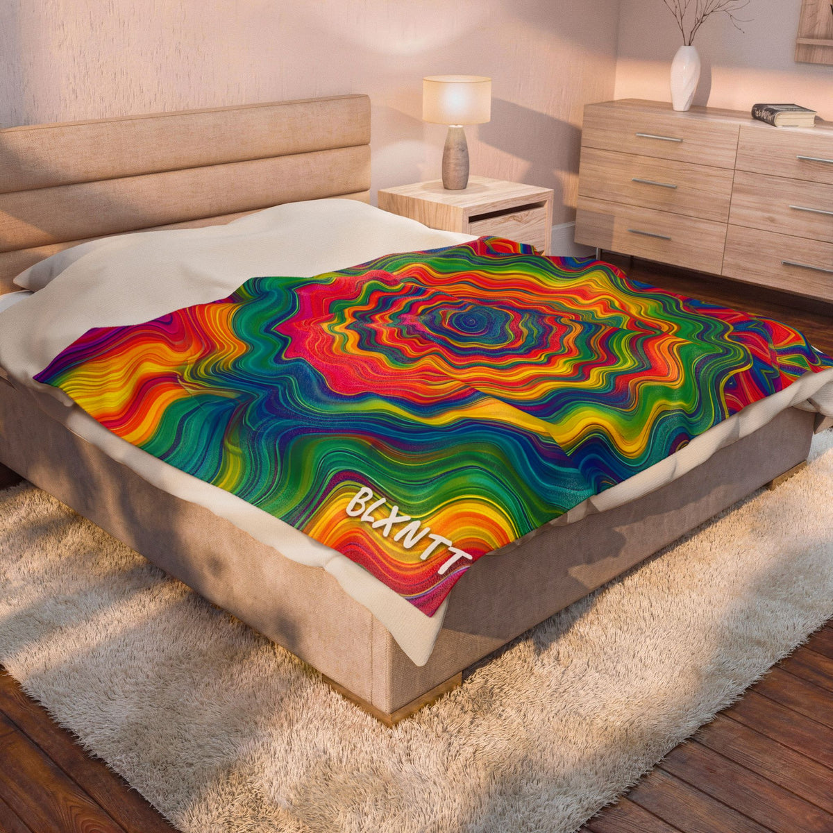 Hypnotic Rainbow Ripple Blanket