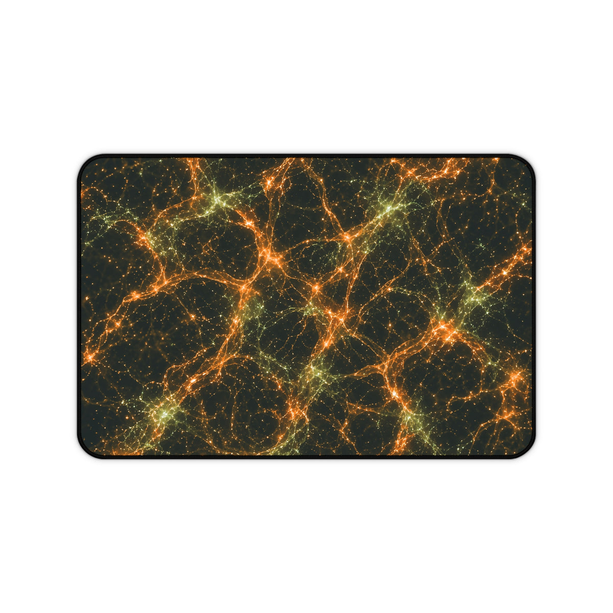 Neon Mycelium - Electric Tangerine Teal Desk Mat