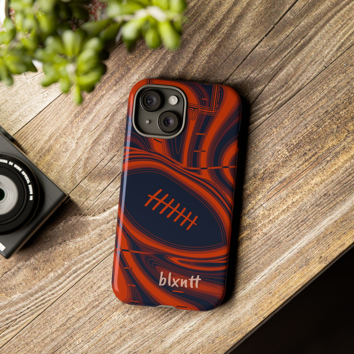 Navy & Orange Trippy Football Phone Case
