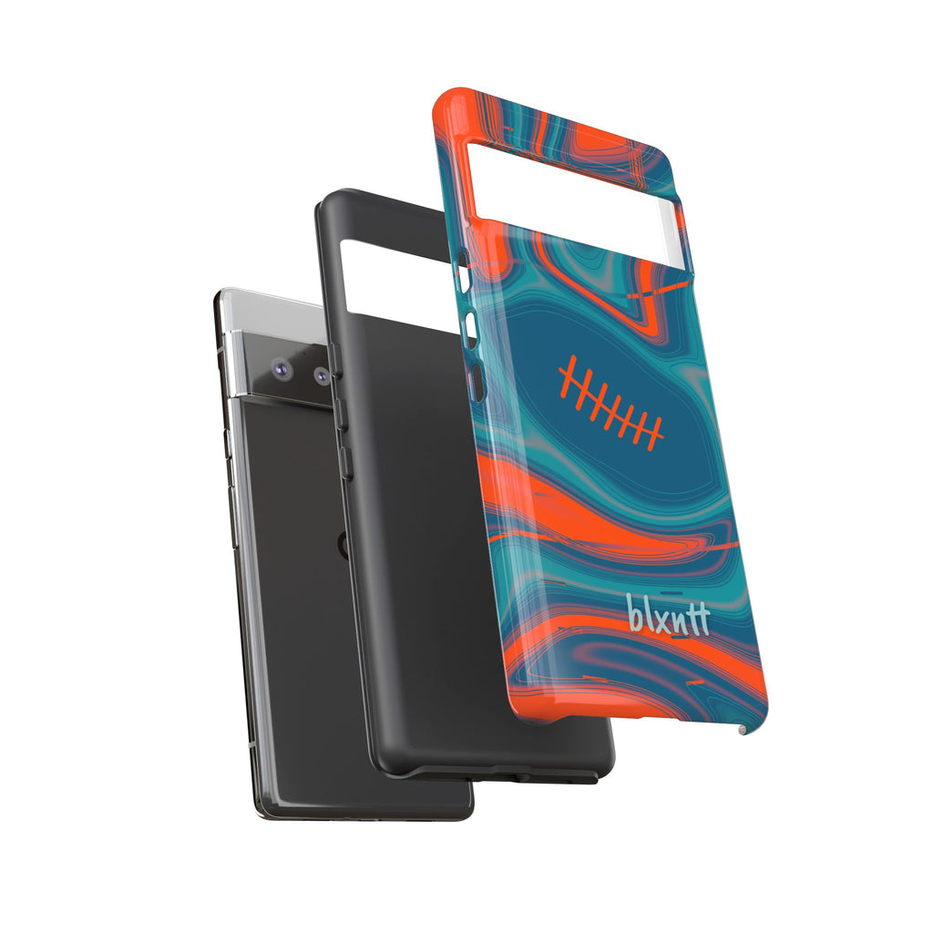 Aqua & Orange Trippy Football Phone Case