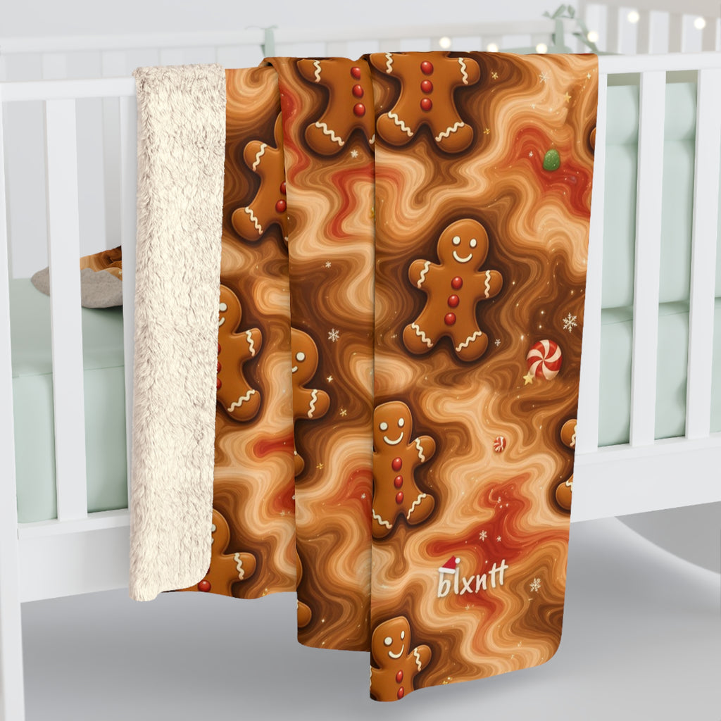 Gingerbread Trippy Christmas Sherpa Blanket