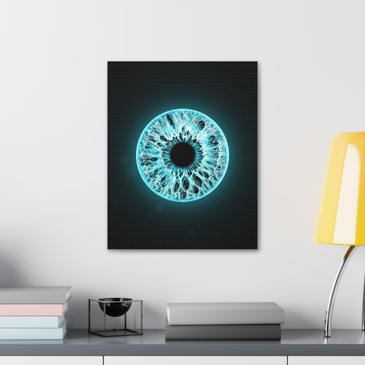 BLXNTT Iris – Lace Web Electric Cyan Glossy Canvas