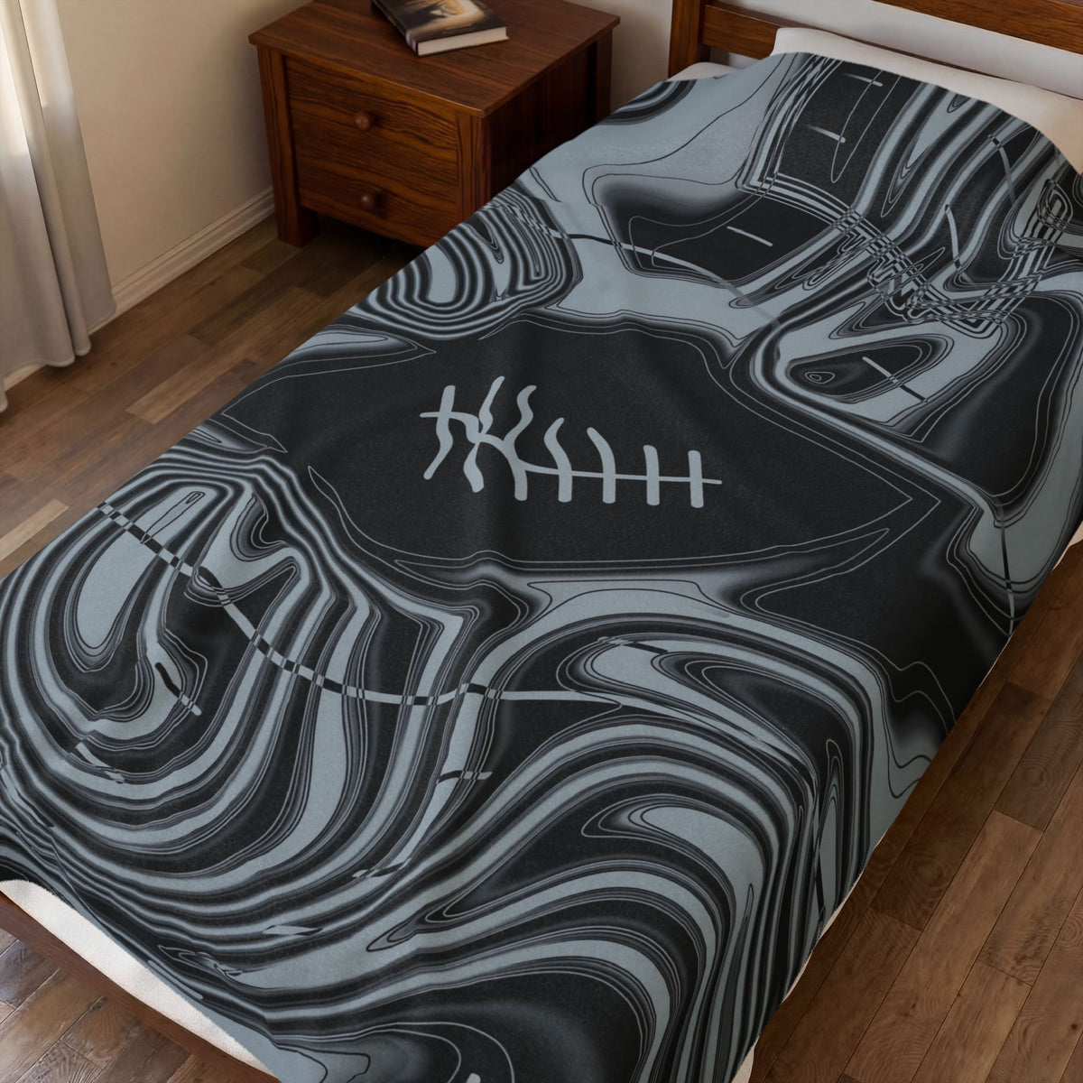 Black & Silver Trippy Football Blanket