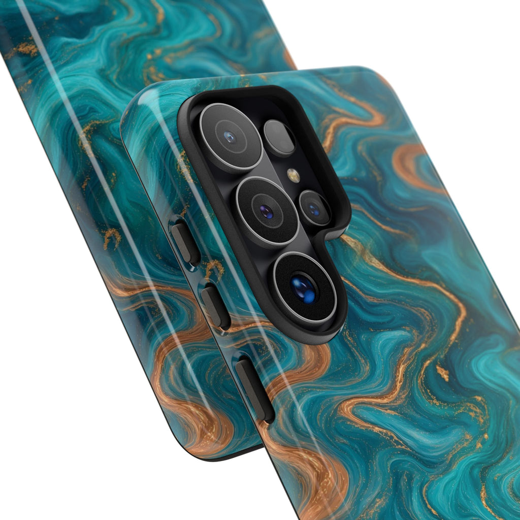 Turquoise & Copper Marble Phone Case