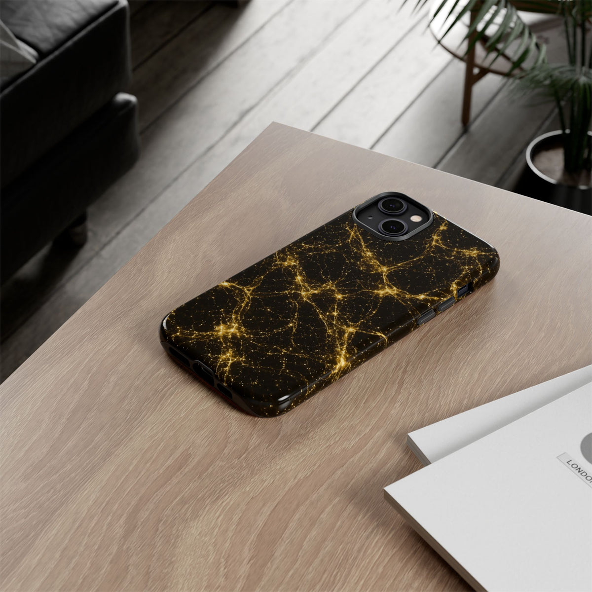 Neon Mycelium - Gold Filigree Phone Case