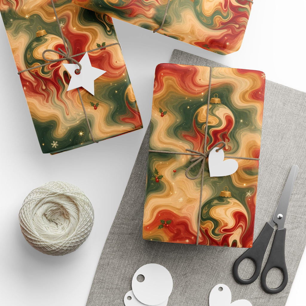 Melting Ornaments Trippy Christmas Wrapping Paper