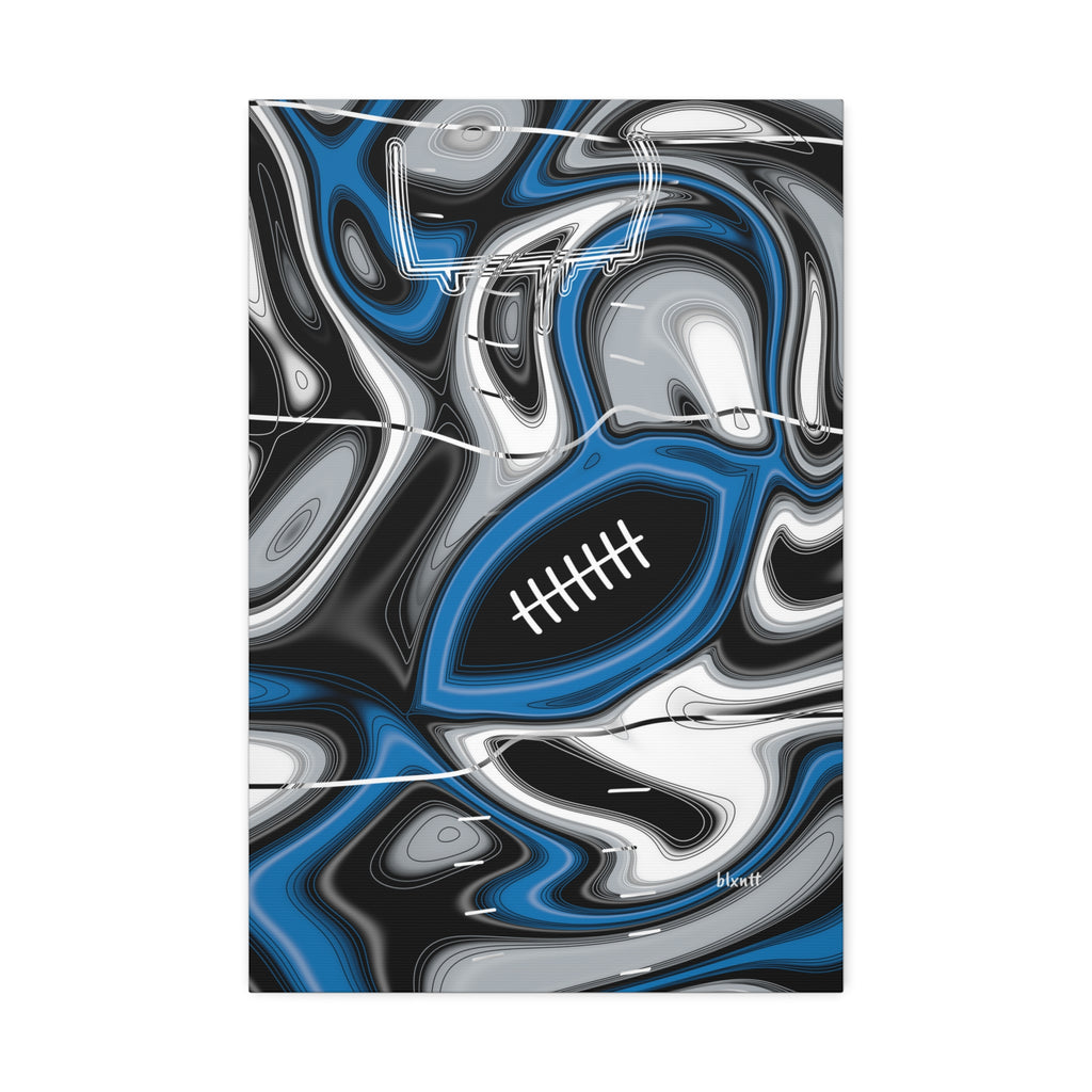Bright Blue & Silver Trippy Football Glossy Canvas