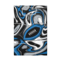 Bright Blue & Silver Trippy Football Glossy Canvas