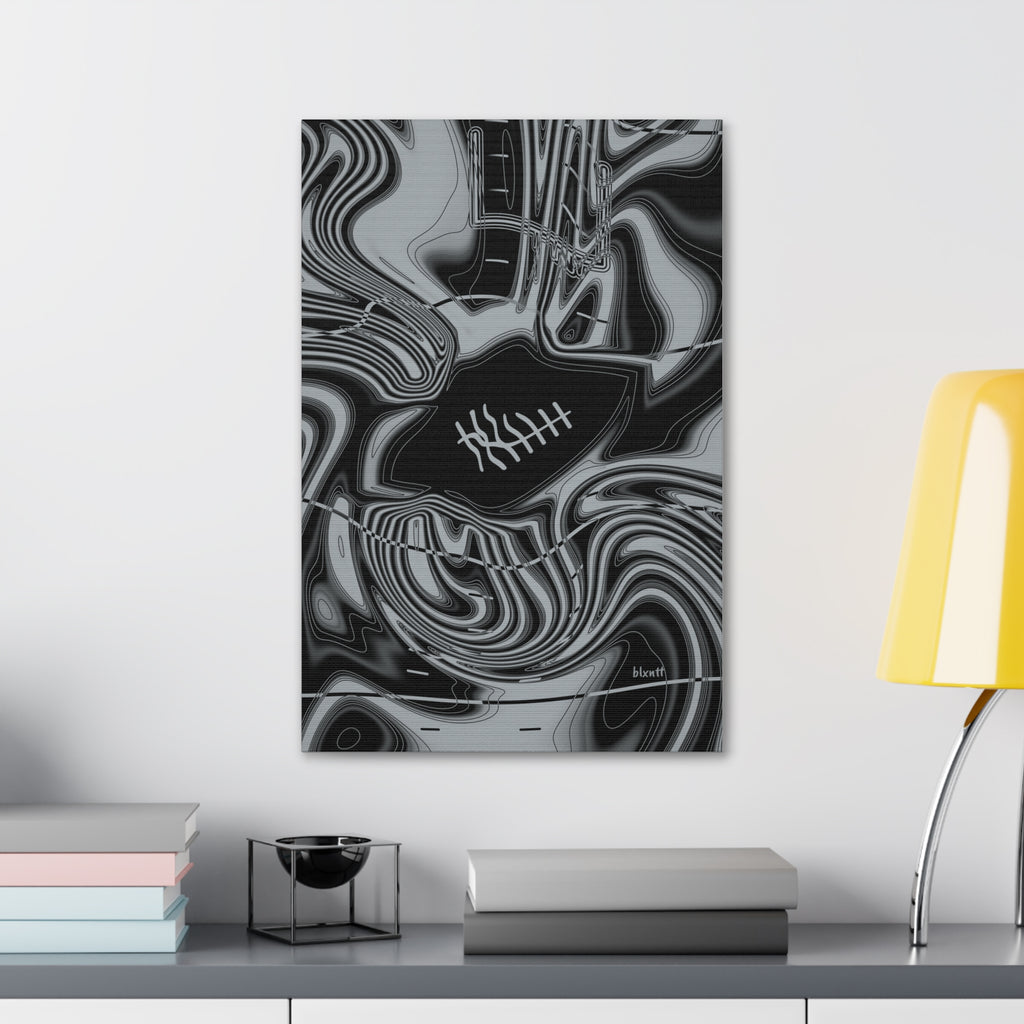 Black & Silver Trippy Football Glossy Canvas