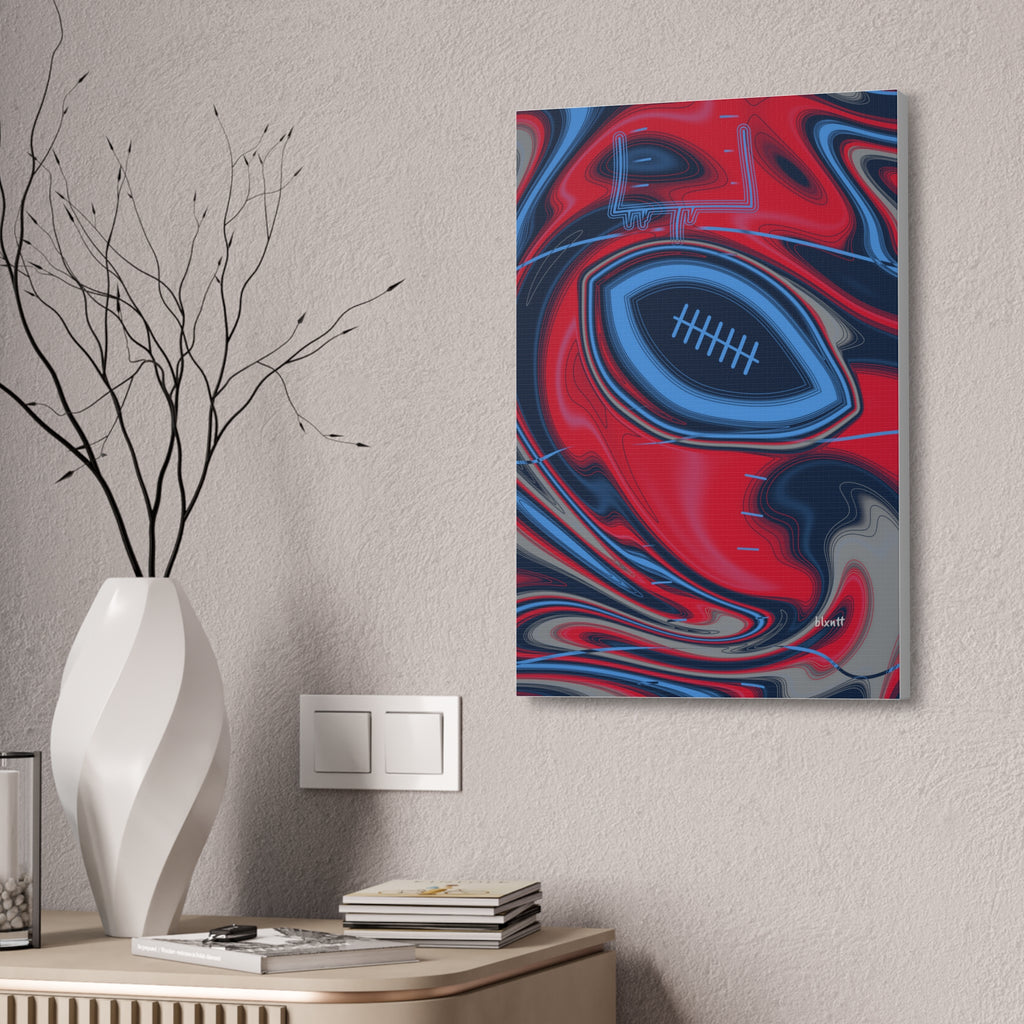 Navy, Light Blue & Red Trippy Football Glossy Canvas