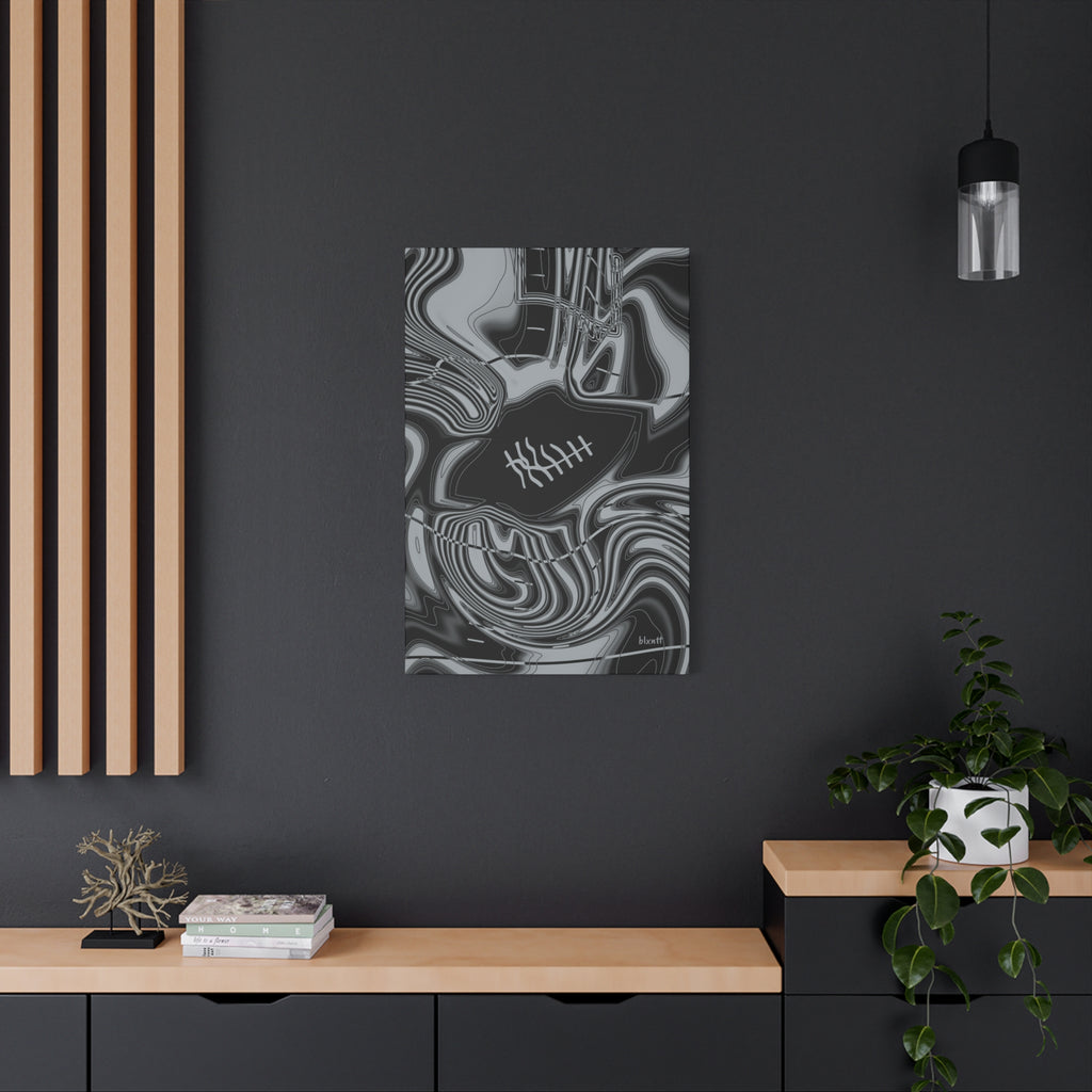 Black & Silver Trippy Football Canvas