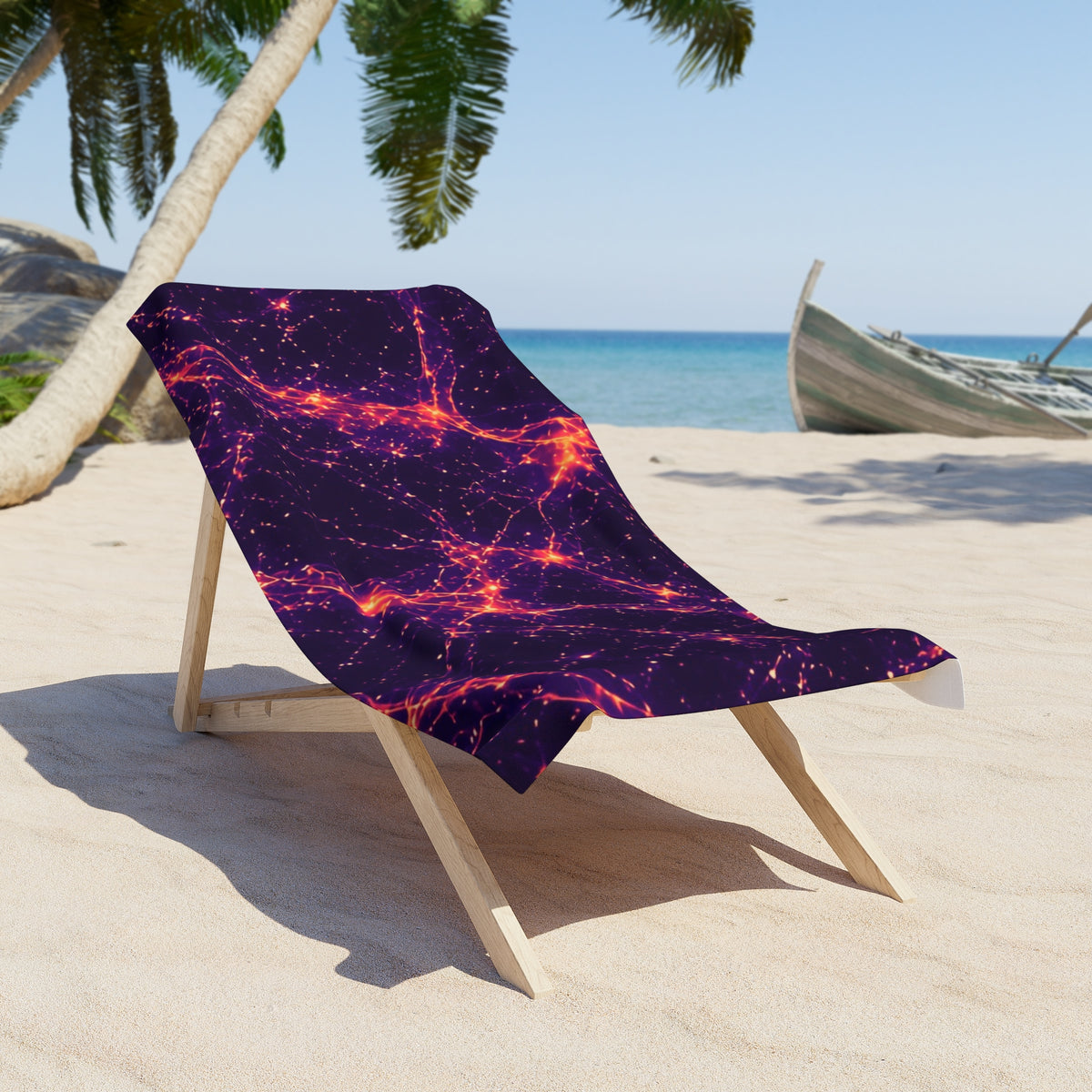 Neon Mycelium - Sunset Synapse Beach Towel